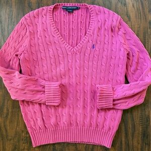 Ralph Lauren Sport Cotton V-neck Cable Knit Sweater